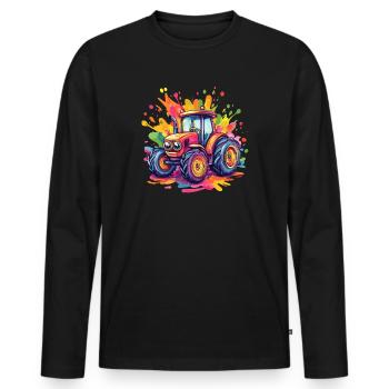 Tractor in a blaze of colour - Men's Premium Organic Long Sleeve Shirt - black - Front - Nico (187cm)
