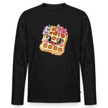 Gaufre aux fleurs - T-shirt manches longues Premium bio Homme - noir - Devant - Nico (187cm)
