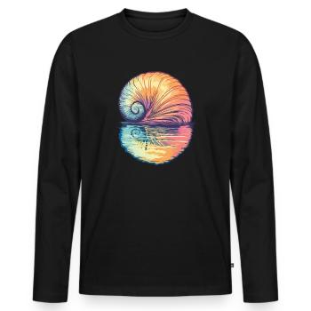 Muschel im Sonnenuntergang - Männer Premium Bio Langarmshirt - Schwarz - Vorne - Nico (187cm)