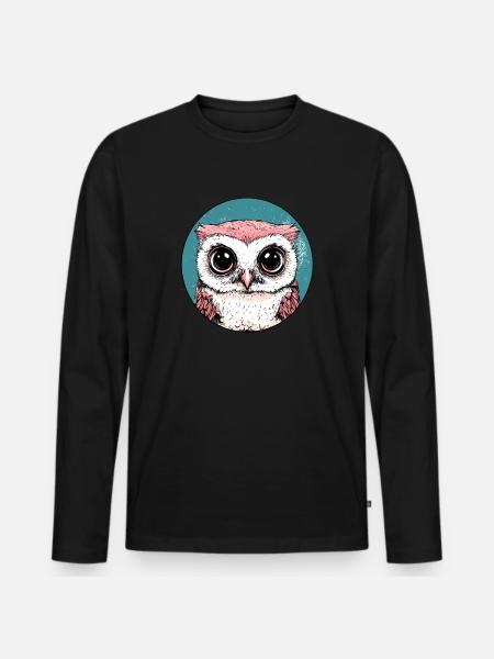 Big Eyes Owl - Men's Premium Organic Long Sleeve Shirt - black