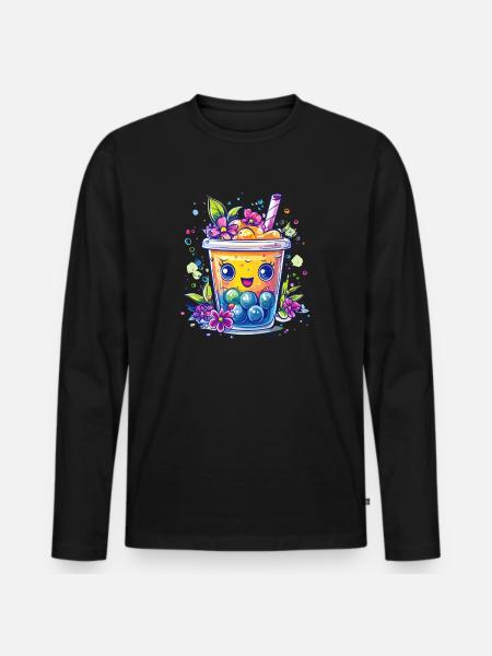 Fruity Bubble Tea - Men's Premium Organic Long Sleeve Shirt - black