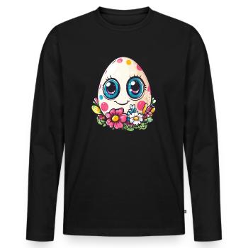Oeuf Happy Dots - T-shirt manches longues Premium bio Homme - noir - Devant - Nico (187cm)