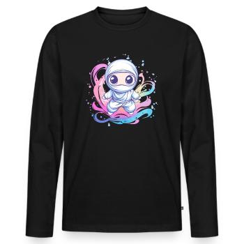 Ninja dans le tourbillon de couleurs - T-shirt manches longues Premium bio Homme - noir - Devant - Nico (187cm)