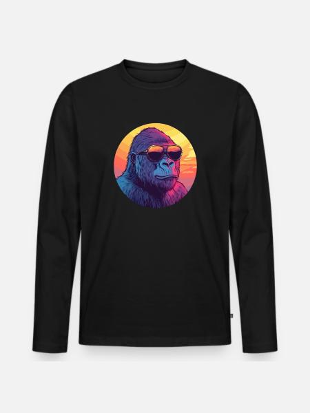 Gorilla at sunset - Men's Premium Organic Long Sleeve Shirt - black