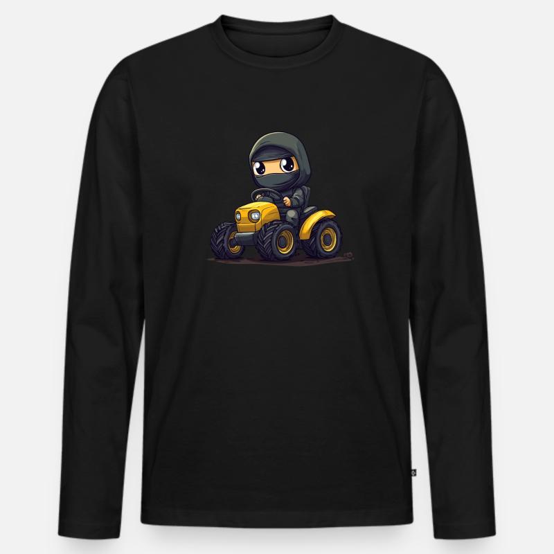 Ninja auf Traktor - Männer Premium Bio Langarmshirt - Schwarz