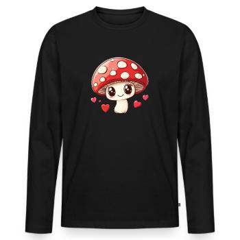 Lucky guy with heart eyes - Men's Premium Organic Long Sleeve Shirt - black - Front - Nico (187cm)