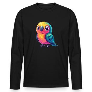 Colorful parrot cuddly - Men's Premium Organic Long Sleeve Shirt - black - Front - Nico (187cm)