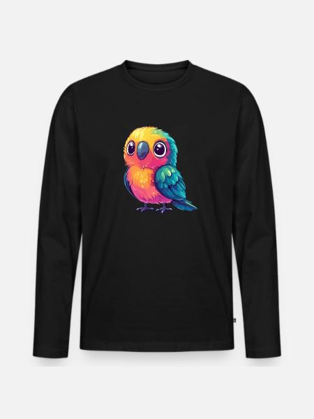 Bunter Papagei knuffig - Premium økologisk langærmet T-shirt til mænd - sort