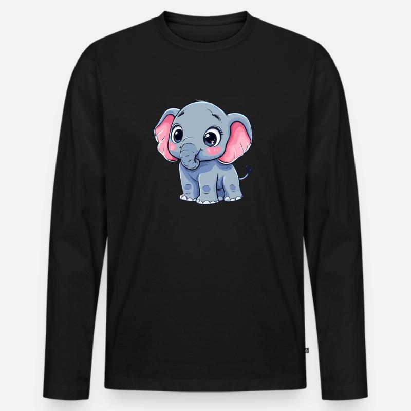 Elefant mit großen Augen - Männer Premium Bio Langarmshirt - Schwarz