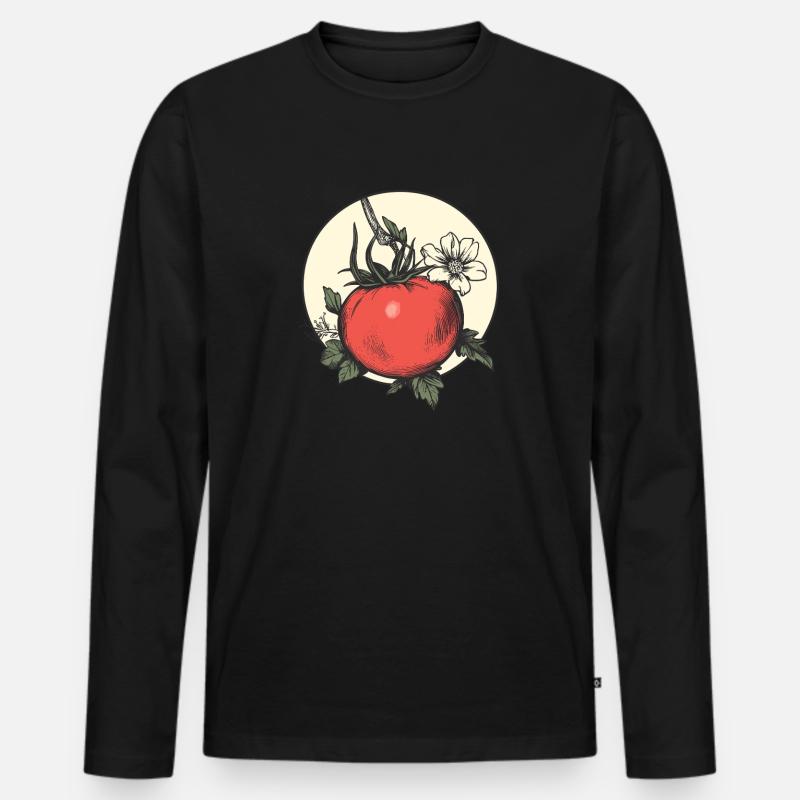 Ästhetische Tomate mit Blüte - Männer Premium Bio Langarmshirt - Schwarz