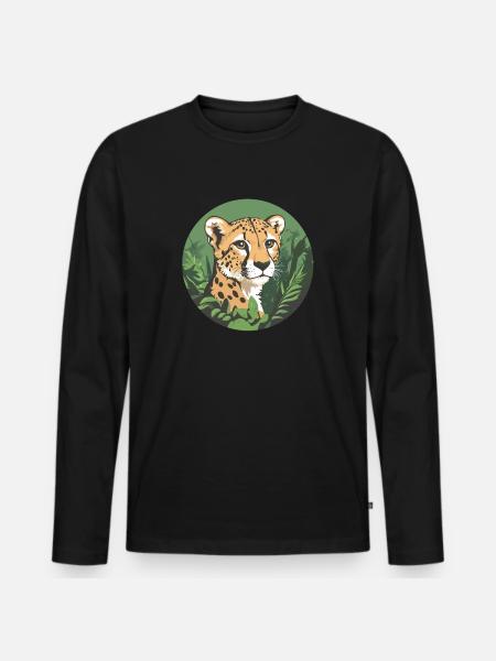 Gepard im Dschungel - Männer Premium Bio Langarmshirt - Schwarz