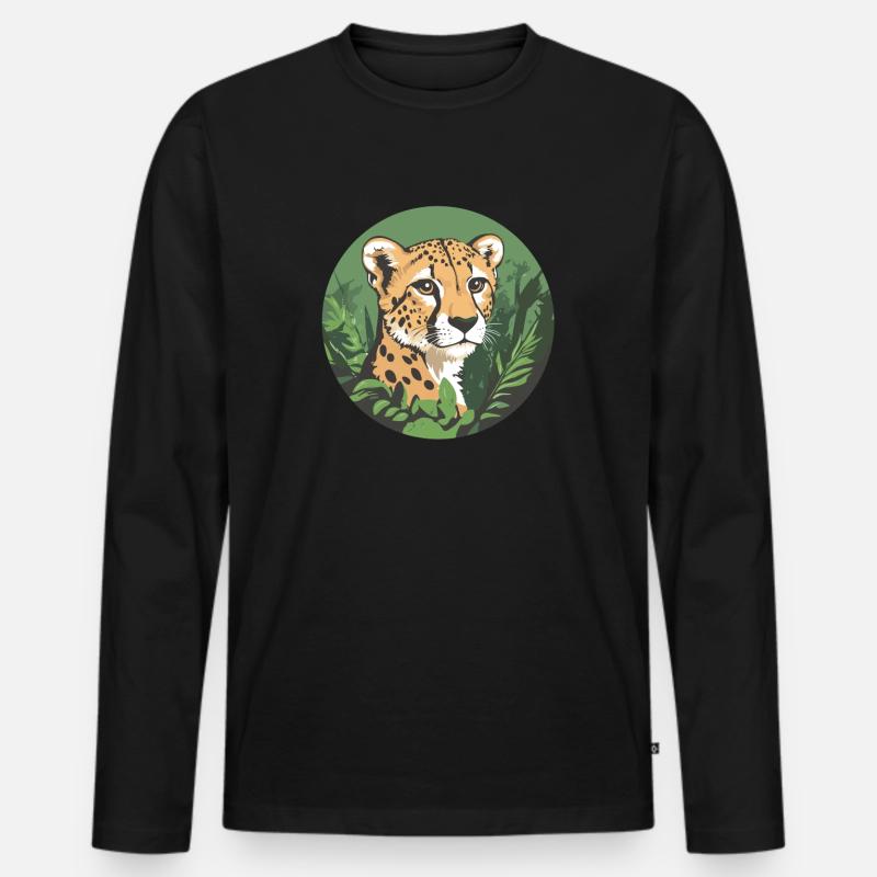 Gepard im Dschungel - Männer Premium Bio Langarmshirt - Schwarz