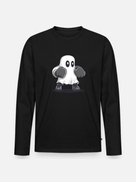 Boxing Ghost - Men's Premium Organic Long Sleeve Shirt - black