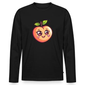 Herziger Pfirsich - Männer Premium Bio Langarmshirt - Schwarz - Vorne - Nico (187cm)