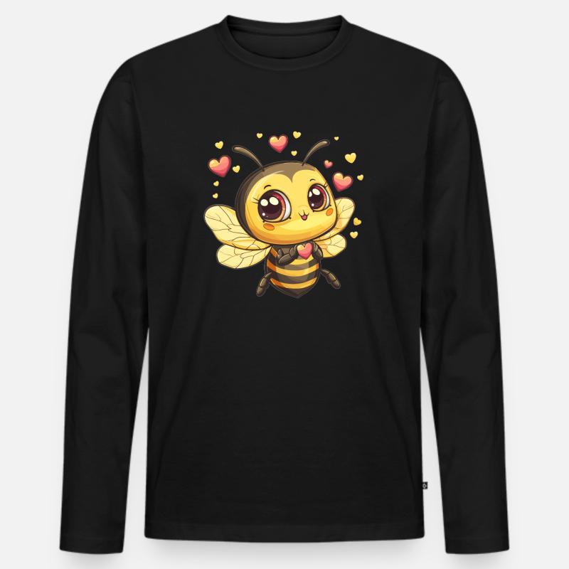 Verliebte Herz Biene - Männer Premium Bio Langarmshirt - Schwarz