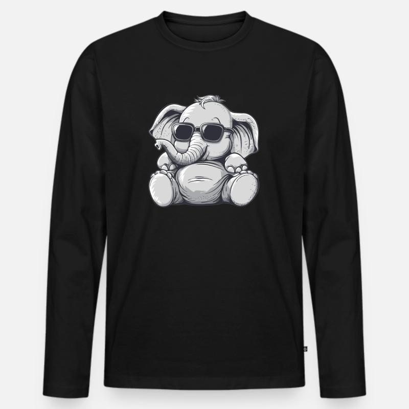 Cooler Elefant mit Sonnenbrille - Männer Premium Bio Langarmshirt - Schwarz