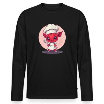 Devilish chef - Men's Premium Organic Long Sleeve Shirt - black - Front - Nico (187cm)
