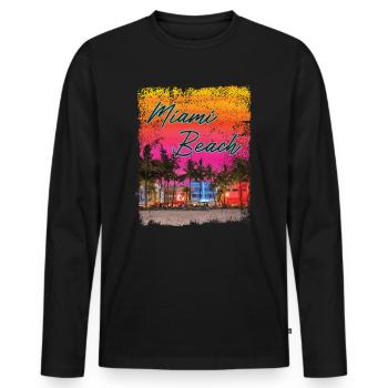 Miami Beach 80er Retro Vaporwave - Männer Premium Bio Langarmshirt - Schwarz - Vorne - Nico (187cm)