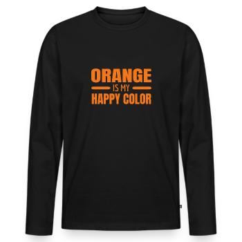 Orange is my Happy Color Netherlands Holland Dutch - Men's Premium Organic Long Sleeve Shirt - black - Front - Nico (187cm)