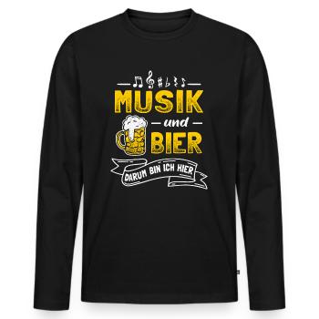 Musik und Bier Musiker Notenschlüssel Blasmusik - Männer Premium Bio Langarmshirt - Schwarz - Vorne - Nico (187cm)