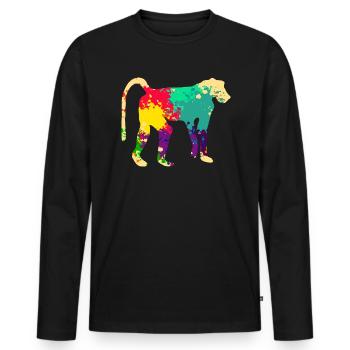 Bunter Pavian - Männer Premium Bio Langarmshirt - Schwarz - Vorne - Nico (187cm)