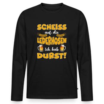 Scheiss auf die Lederhosen Ich hab Durst - Männer Premium Bio Langarmshirt - Schwarz - Vorne - Nico (187cm)