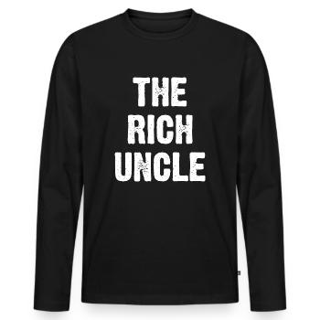 L’oncle riche - T-shirt manches longues Premium bio Homme - noir - Devant - Nico (187cm)