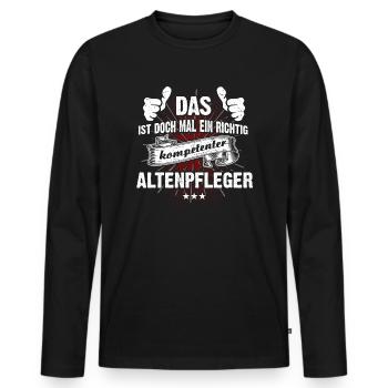 T-Shirt Ein kompetenter Altenpfleger - Männer Premium Bio Langarmshirt - Schwarz - Vorne - Nico (187cm)