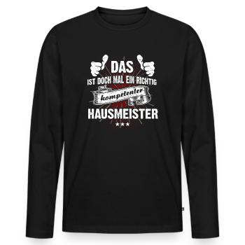 T-Shirt Ein kompetenter Hausmeister - Männer Premium Bio Langarmshirt - Schwarz - Vorne - Nico (187cm)