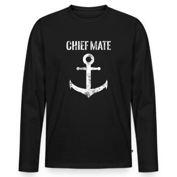 Erster Offizier Matrose Zur See - Männer Premium Bio Langarmshirt - Schwarz - Vorne - Nico (187cm)