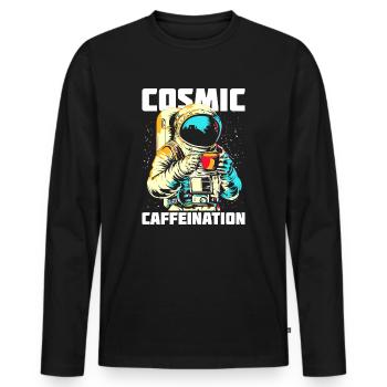 Café Astronaute Caféine Pop Art - T-shirt manches longues Premium bio Homme - noir - Devant - Nico (187cm)