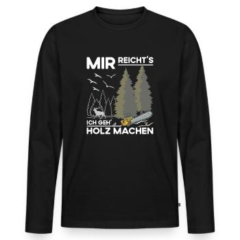 Holz Machen - Männer Premium Bio Langarmshirt - Schwarz - Vorne - Nico (187cm)