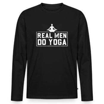Real men do yoga - Männer Premium Bio Langarmshirt - Schwarz - Vorne - Nico (187cm)