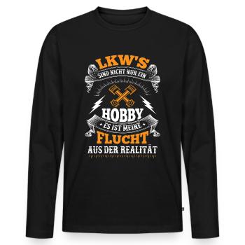 Trucker LKW Fahrer Fernfahrer Brummi Geschenk - Männer Premium Bio Langarmshirt - Schwarz - Vorne - Nico (187cm)