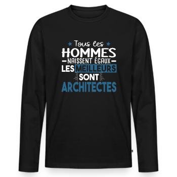 Architecte Architecture Métier Maison Humour - T-shirt manches longues Premium bio Homme - noir - Devant - Nico (187cm)
