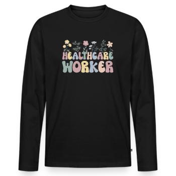 Professionnels de la santé - T-shirt manches longues Premium bio Homme - noir - Devant - Nico (187cm)