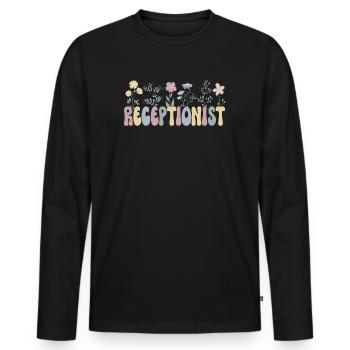 Réceptionniste Personnel Réceptionniste Réceptionniste - T-shirt manches longues Premium bio Homme - noir - Devant - Nico (187cm)