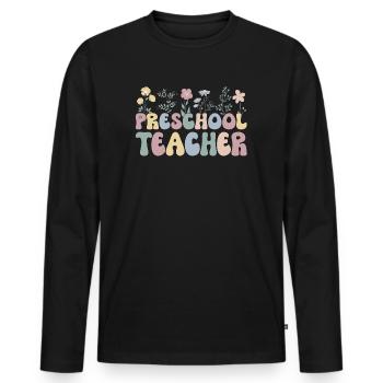 Preschool teacher Pedagogue Preschool Kindergarten - Men's Premium Organic Long Sleeve Shirt - black - Front - Nico (187cm)