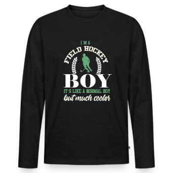 Field Hockey Hockey Player Feldhockey Boys - Männer Premium Bio Langarmshirt - Schwarz - Vorne - Nico (187cm)
