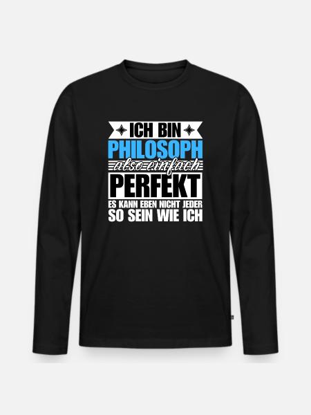 Perfekter Philosoph - Männer Premium Bio Langarmshirt - Schwarz
