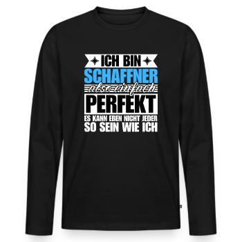 Perfekter Schaffner - Männer Premium Bio Langarmshirt - Schwarz - Vorne - Nico (187cm)