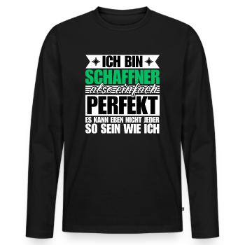 Perfekter Schaffner - Männer Premium Bio Langarmshirt - Schwarz - Vorne - Nico (187cm)