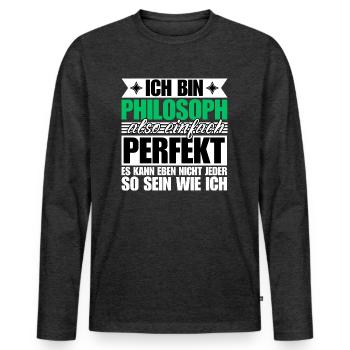 Perfekter Philosoph - Männer Premium Bio Langarmshirt - Anthrazit meliert - Vorne - Nico (187cm)