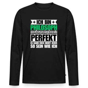 Perfekter Philosoph - Männer Premium Bio Langarmshirt - Schwarz - Vorne - Nico (187cm)
