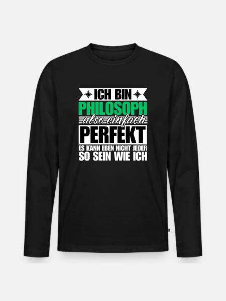 Perfekter Philosoph - Männer Premium Bio Langarmshirt - Schwarz