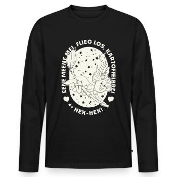 Bibi Blocksberg Design Bibi Auf Kartoffelbrei - Männer Premium Bio Langarmshirt - Schwarz - Vorne - Nico (187cm)