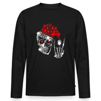 Chemise crâne de Noël - T-shirt manches longues Premium bio Homme - noir - Devant - Nico (187cm)