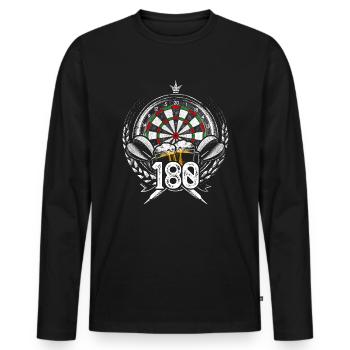 Fléchettes 180 Fléchettes Fléchettes Fléchettes Bullseye bière cadeau - T-shirt manches longues Premium bio Homme - noir - Devant - Nico (187cm)
