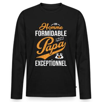 UN HOMME FORMIDABLE-PAPA EXCEPTIONNEL cadeau noel - T-shirt manches longues Premium bio Homme - noir - Devant - Nico (187cm)