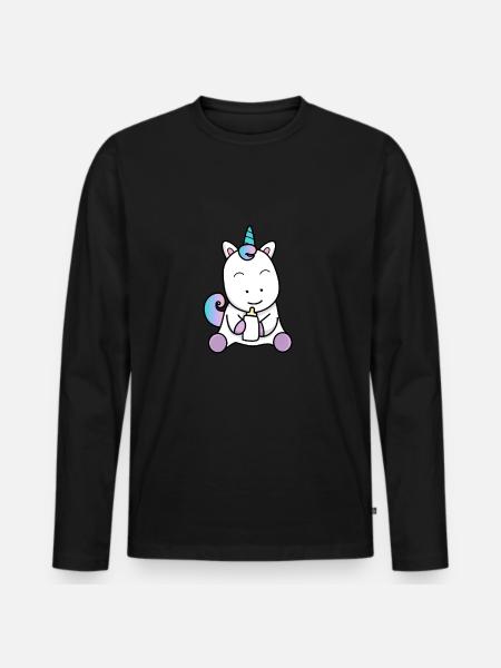 Bebé unicornio - Camiseta ecológica prémium de manga larga para hombre - negro